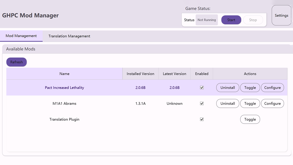 GHPC Mod Manager Interface